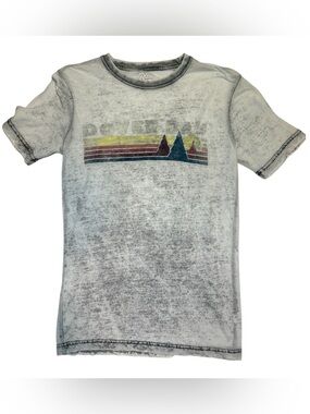 Blue 84 White & Gray Distressed Retro Mountain Stripe Tee